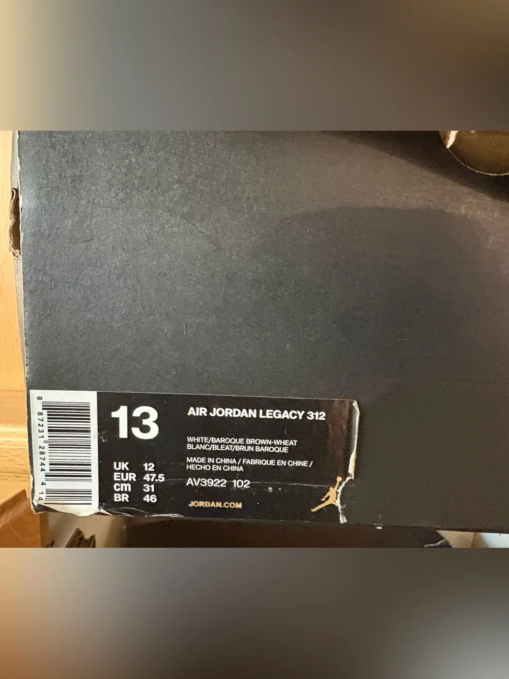 Air Jordan Legacy 312 - Size 13 White/Baroque Brown-Wheat